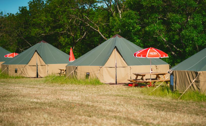 Bell tents at Mendip Basecamp
